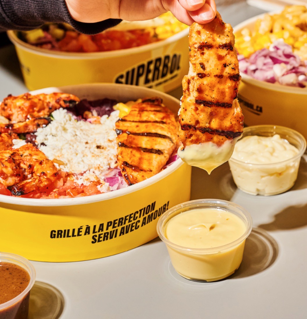 A branded Superbol food bowl.